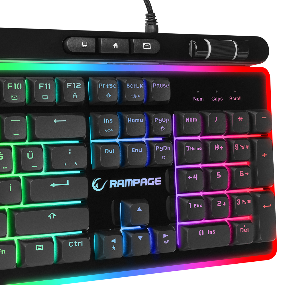 Rampage SHINE K14 Siyah USB RGB Membrane Türkçe Kablolu Gaming Klavye - Görsel 3