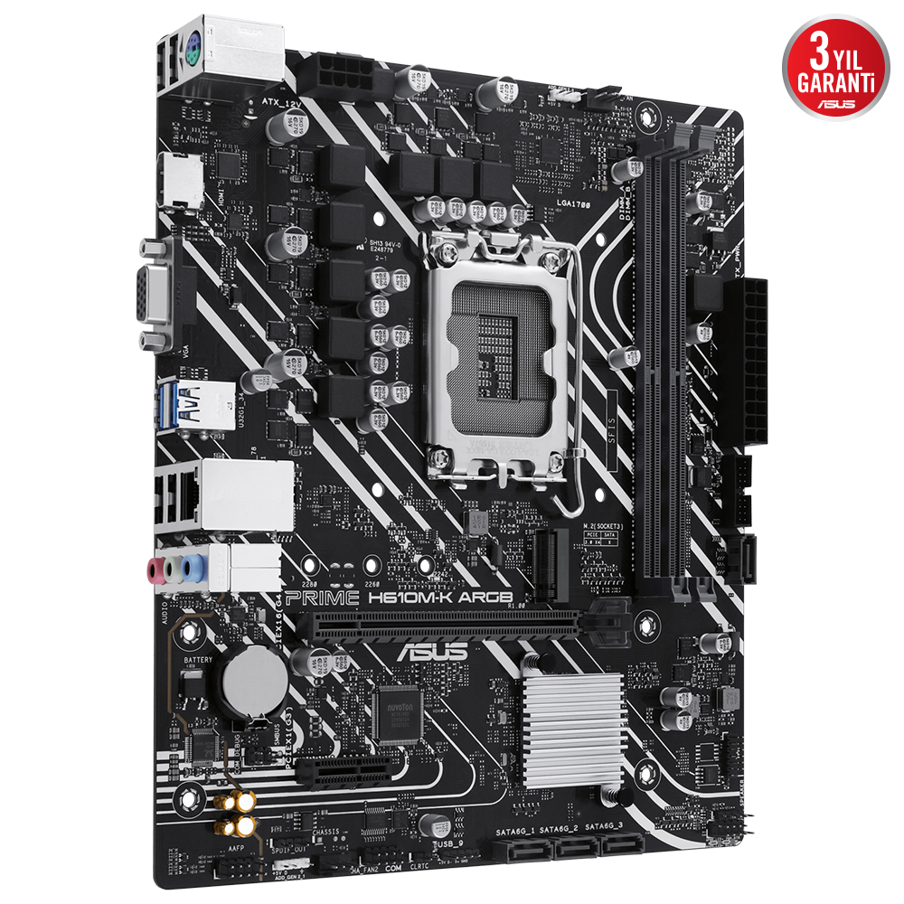 ASUS PRIME H610M-K ARGB 5600MHz DDR5 Soket 1700 M.2 HDMI VGA mATX Anakart - Görsel 3