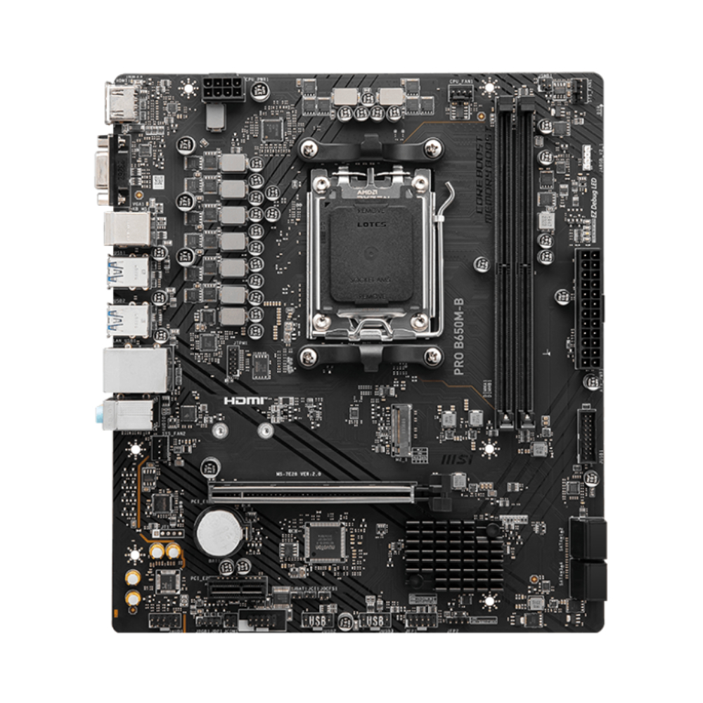 MSI PRO B650M-B 6800MHz(OC) DDR5 Soket AM5 HDMI M.2 HDMI VGA USB 3.2 mATX Anakart - Görsel 2