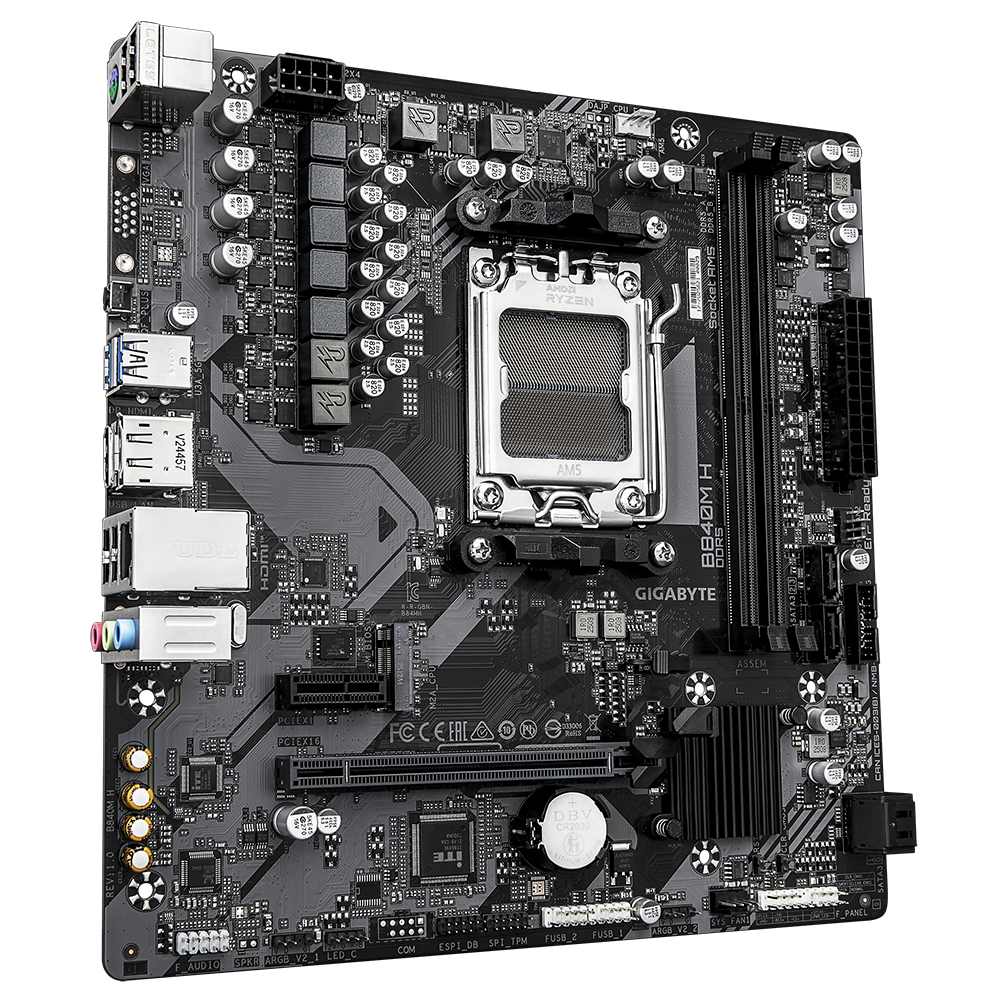 GIGABYTE B840M H 7200MHz OC DDR5 Soket AM5 M.2 HDMI DP mATX Anakart - Görsel 2